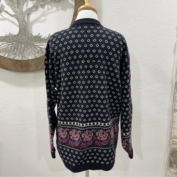 NWT Handknitted Sweater Market Denmark Wool Cardigan Pewter Clasps Navy XL - Picture 5 of 7